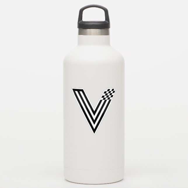 Abstract Pixel tech V Letter Monogram Sticker (Waterbottle)