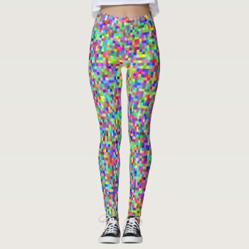 Abstract Pixelated Rgb Leggings by ZionMade at Zazzle