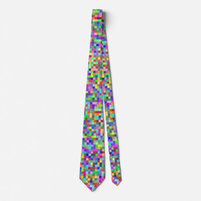 Abstract Pixelated RGB Neck Tie (Front)