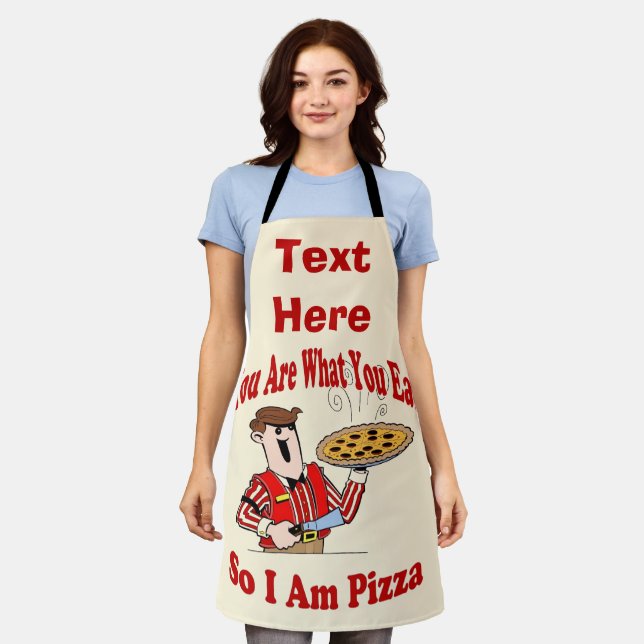 Abstract Pizza Design add text, Apron (Worn)