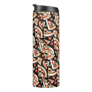 Abstract Pizza Slices On A Black Background Thermal Tumbler