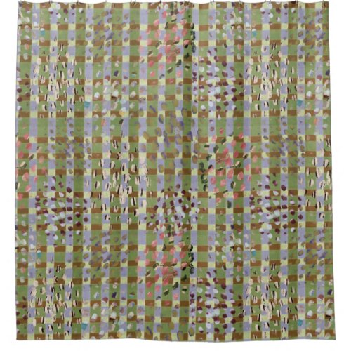 Abstract Plaid Geometric Grid Pattern Art Shower Curtain