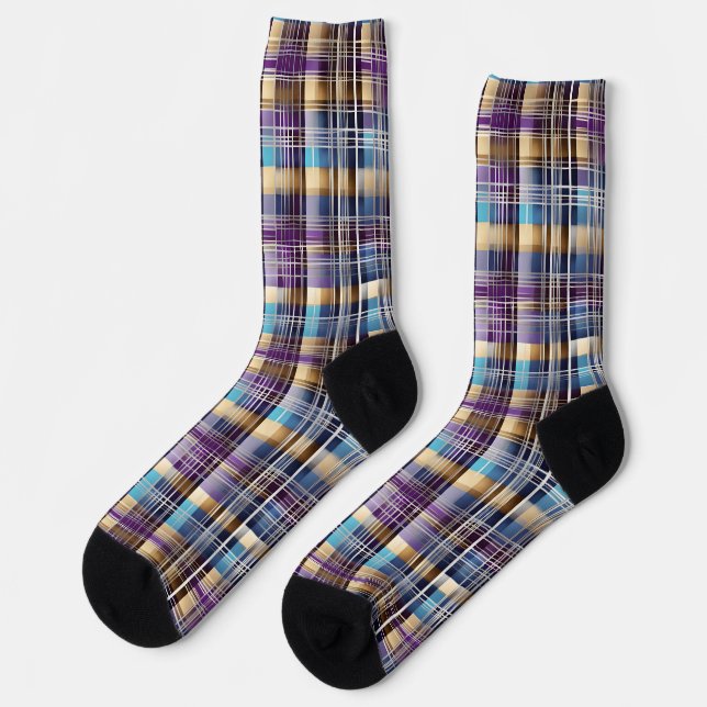 abstract plaid socks (Left)