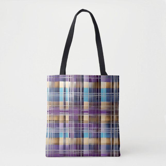 abstract plaid tote bag (Front)