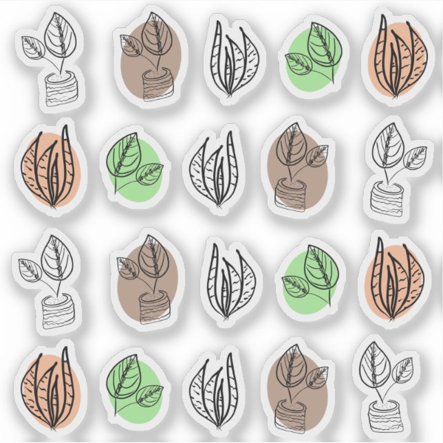 Abstract Plant Doodles Sticker (Front)