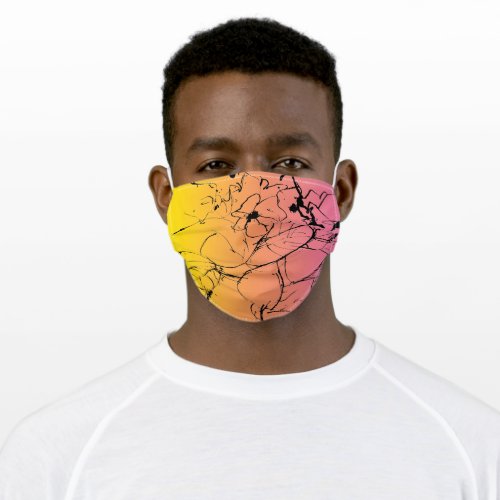 Abstract Plant Drawing with Sunset Colors Adult Cloth Face Mask
