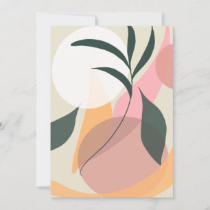 Abstract Plant Illustration Shapes Pink Greenery Invitation