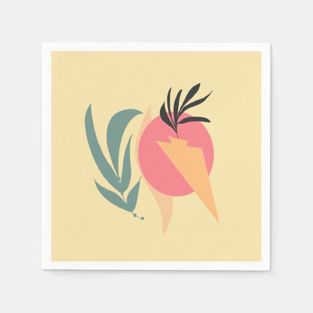 Abstract Plant Illustration Shapes Pink Yellow    Napkins (Front)