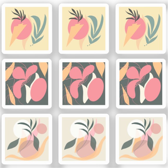 Abstract Plants Drawing Framed  Sticker (Front)