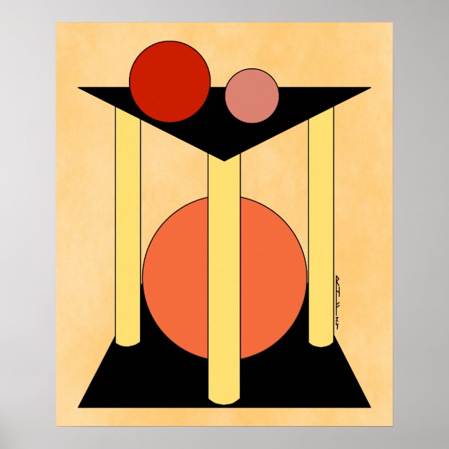 Abstract Platforms, Pillars, and Circles Poster (Front)