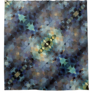 Abstract plum Aqua and Gold Triangles Shower Curtain