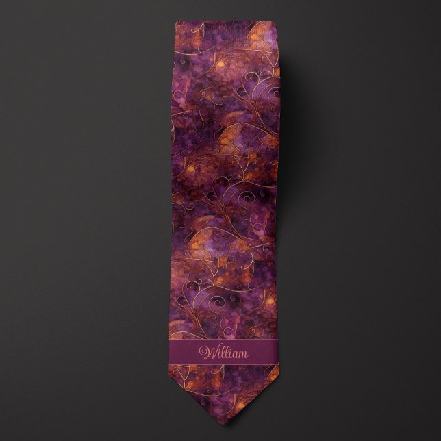 Abstract Plum & Copper Monogram Neck Tie (Creator Uploaded)