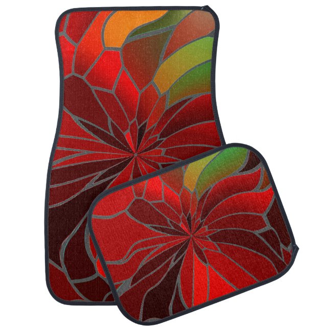 Abstract Poinsettia Car Floor Mat (Set)