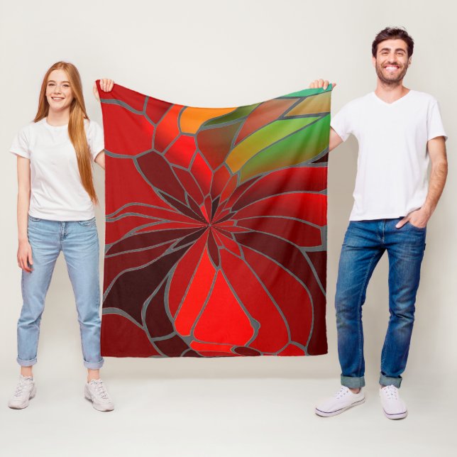 Abstract Poinsettia Fleece Blanket (In Situ)
