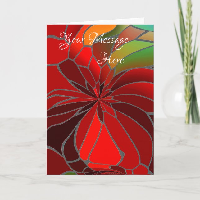 Abstract Poinsettia Holiday Card (Front)