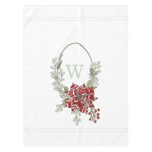 Abstract Poinsettia Monogram Holiday Tablecloth