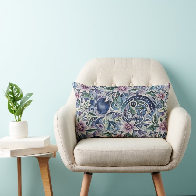 Abstract Poinsettia Winter Wild Lumbar Pillow (Chair)