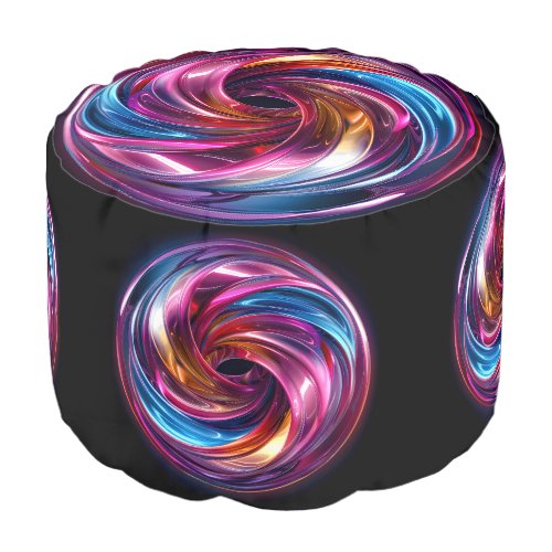 Abstract Polished Metal Color Helix Pouf