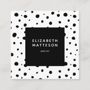 Abstract Polka Dot Modern Minimal Black White Square Business Card