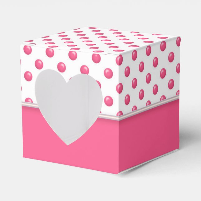 Abstract Polka Dots Pink Favor Boxes (Front Side)