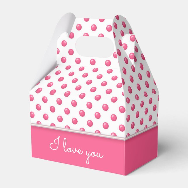 Abstract Polka Dots Pink Favor Boxes (Front Side)