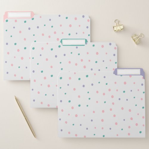 Abstract Polka Dots  Pink Purple  Teal File Folder