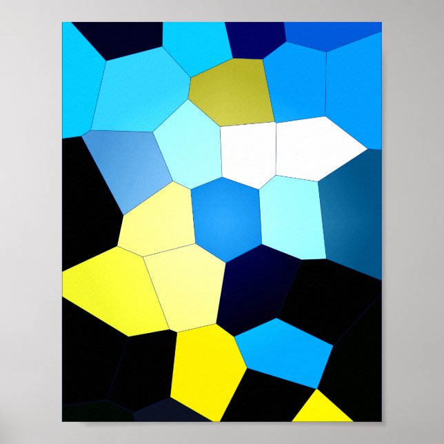 Abstract polygonal pattern in blue and yellow poster (Front)