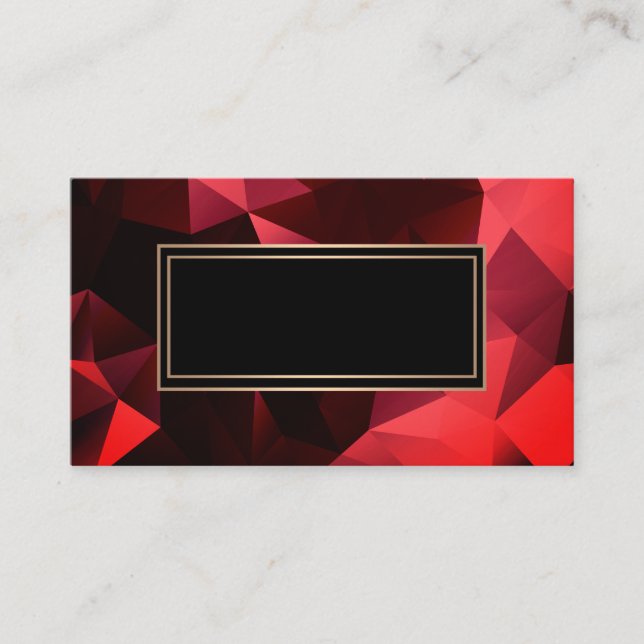 Abstract, polygonal, red, red and black business card (Front)
