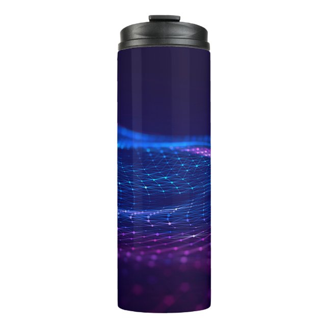 Abstract polygonal space low poly dark background  thermal tumbler (Front)