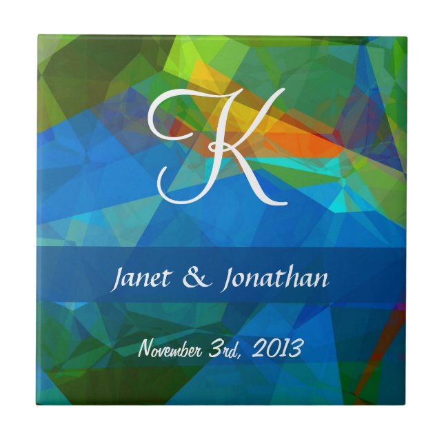 Abstract Polygons 39 Customizable Monogram Tile (Front)