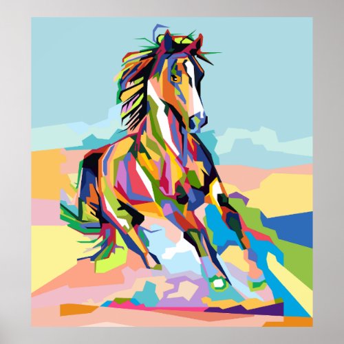 Abstract Popart Horse in WPAP Poster