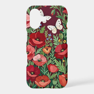 Abstract Poppies & Butterflies iPhone Cases