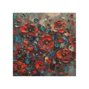 Abstract Poppies Painting Wood Wall Art