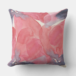 Abstract Poppy Chic Watercolor On Blush Throw Pillow