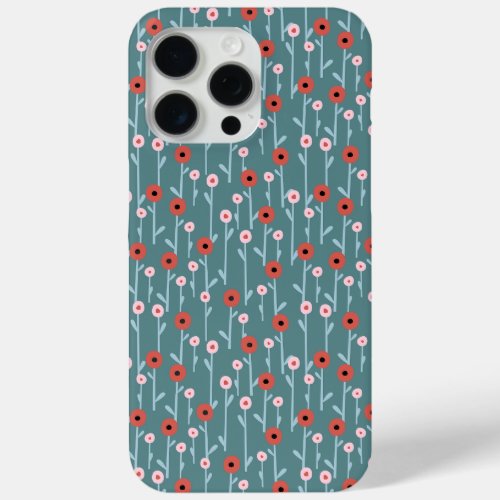 Abstract Poppy Flowers Seamless Pattern iPhone 15 Pro Max Case