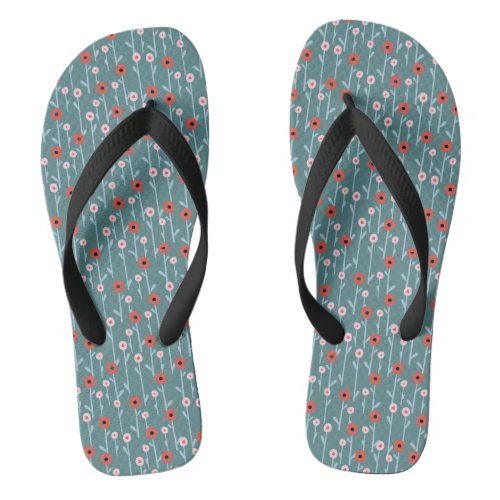 Abstract Poppy Flowers Seamless Pattern Flip Flops