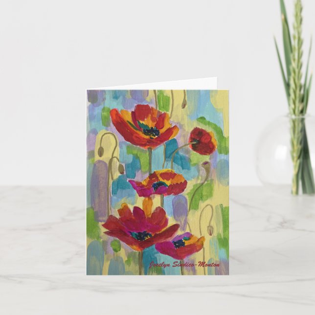 Abstract Poppy Folded Card (Front)