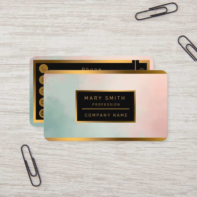 Abstract Popular Blush Pink Mint Collection Business Card (Front/Back In Situ)