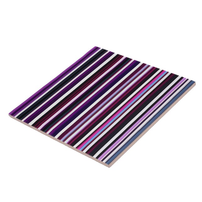 Abstract Popular Purple Black Stripes Collection Ceramic Tile (Side)