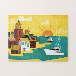 Abstract Port City Jigsaw Puzzle