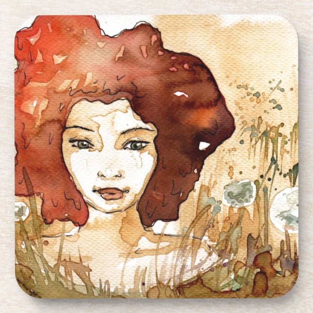 Abstract portrait 3 drink coaster (Front)