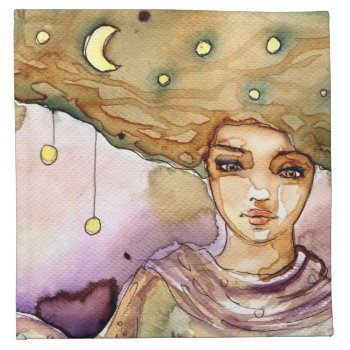 Abstract Portrait And Pretty Woman Cloth Napkin by watercoloring at Zazzle