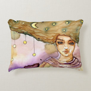 Abstract portrait and pretty woman decorative pillow
