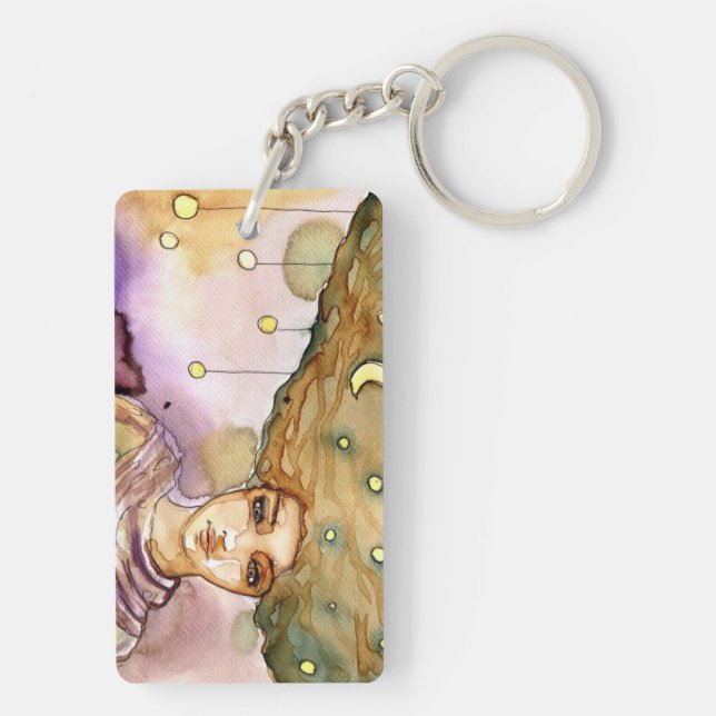 Abstract portrait and pretty woman keychain (Back)