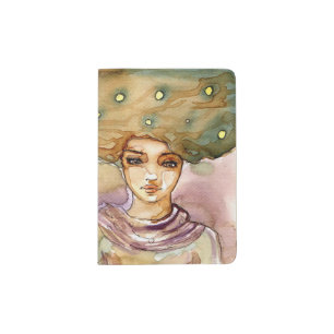 Abstract portrait and pretty woman passport holder