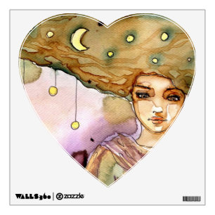 Abstract portrait and pretty woman wall sticker