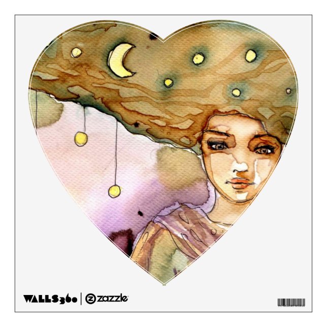 Abstract portrait and pretty woman wall sticker (Front)