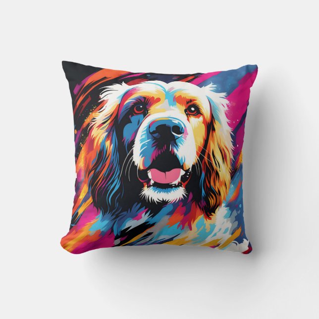 Abstract Portrait Cocker Spaniel Throw Pillow (Front)