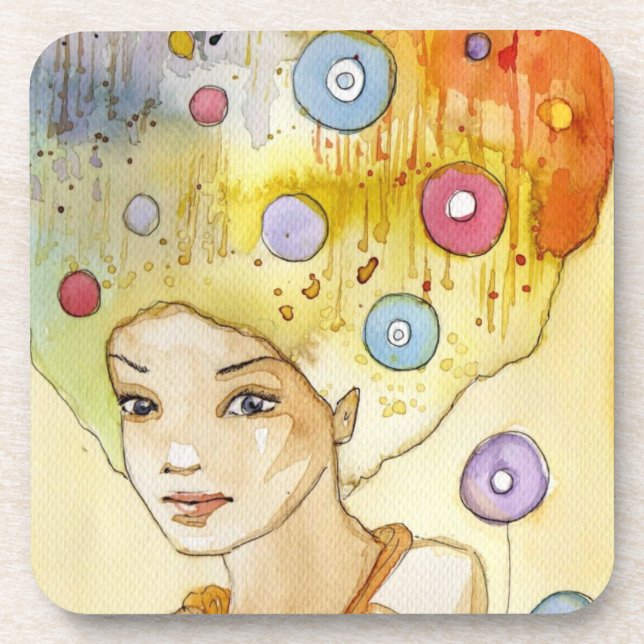 Abstract portrait drink coaster (Front)