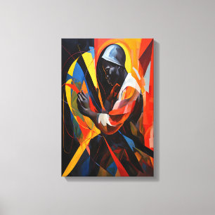 Abstract Portrait in Vibrant Colors Modern Art Canvas Print
